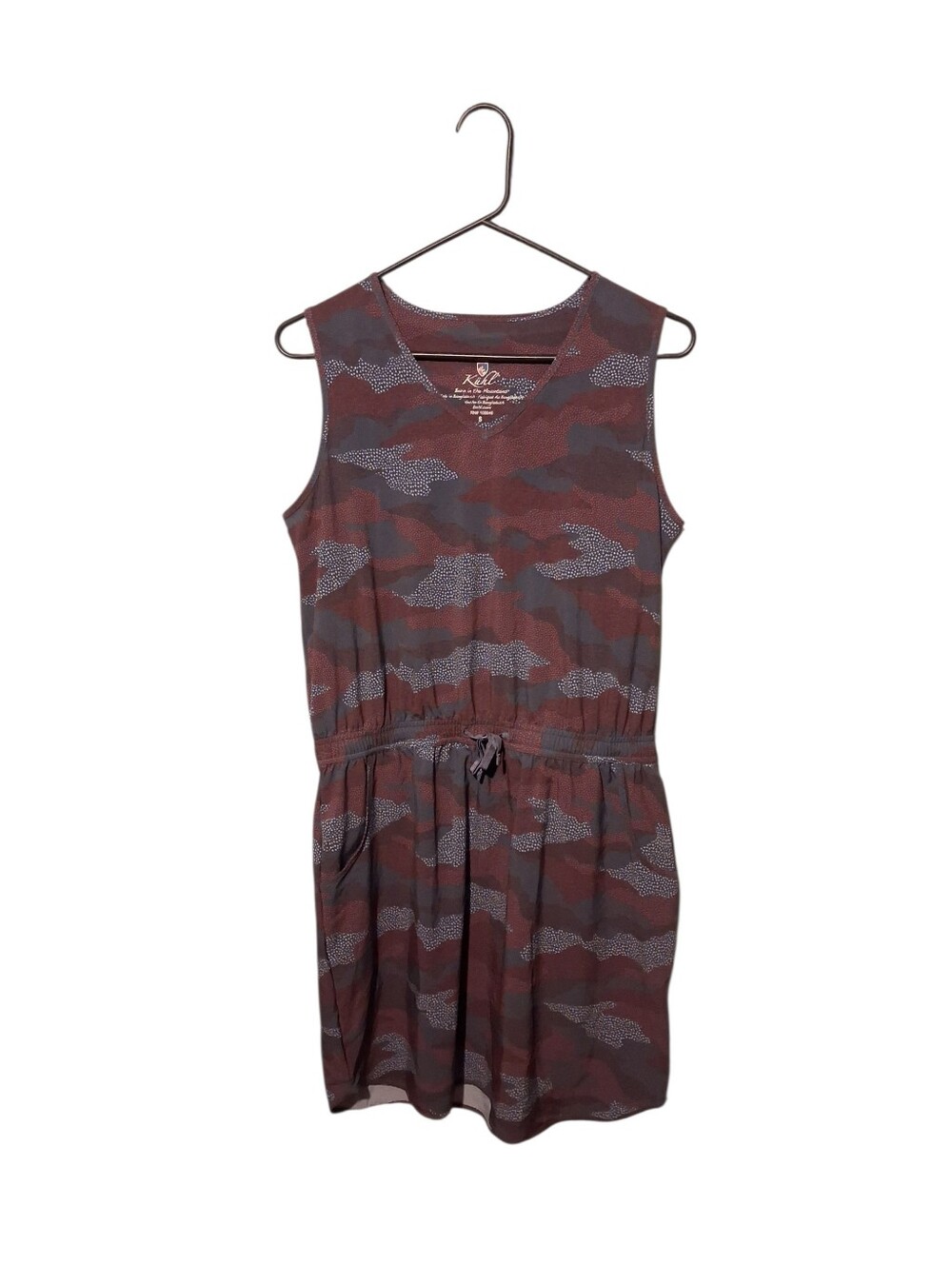 Kuhl Vantage Dress Small Purple Camo Tank Hiking Travel Pocket Outdoor Granola